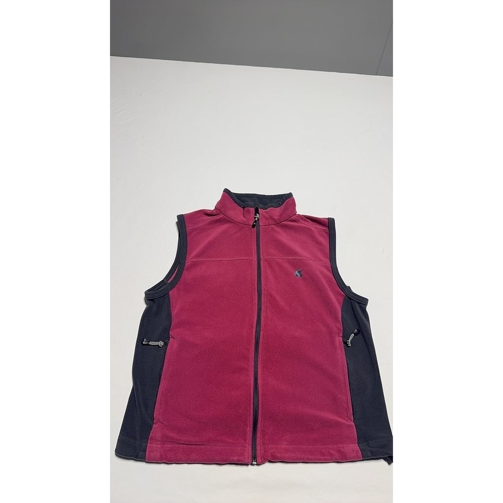 North End Womens Fleece Vest Magenta Black Full Zip Casual Outdoor Size Medium